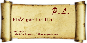 Pláger Lolita névjegykártya